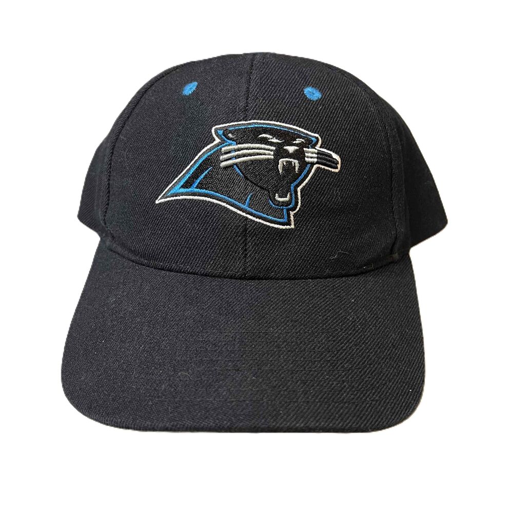 Carolina Panthers Black Big Logo NFL Strap Back Baseball Hat Cap Reebok One Size